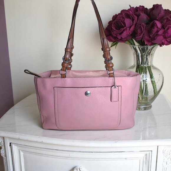 COACH Chelsea pebbled Leather Satchel in pink - Picture 6 of 10